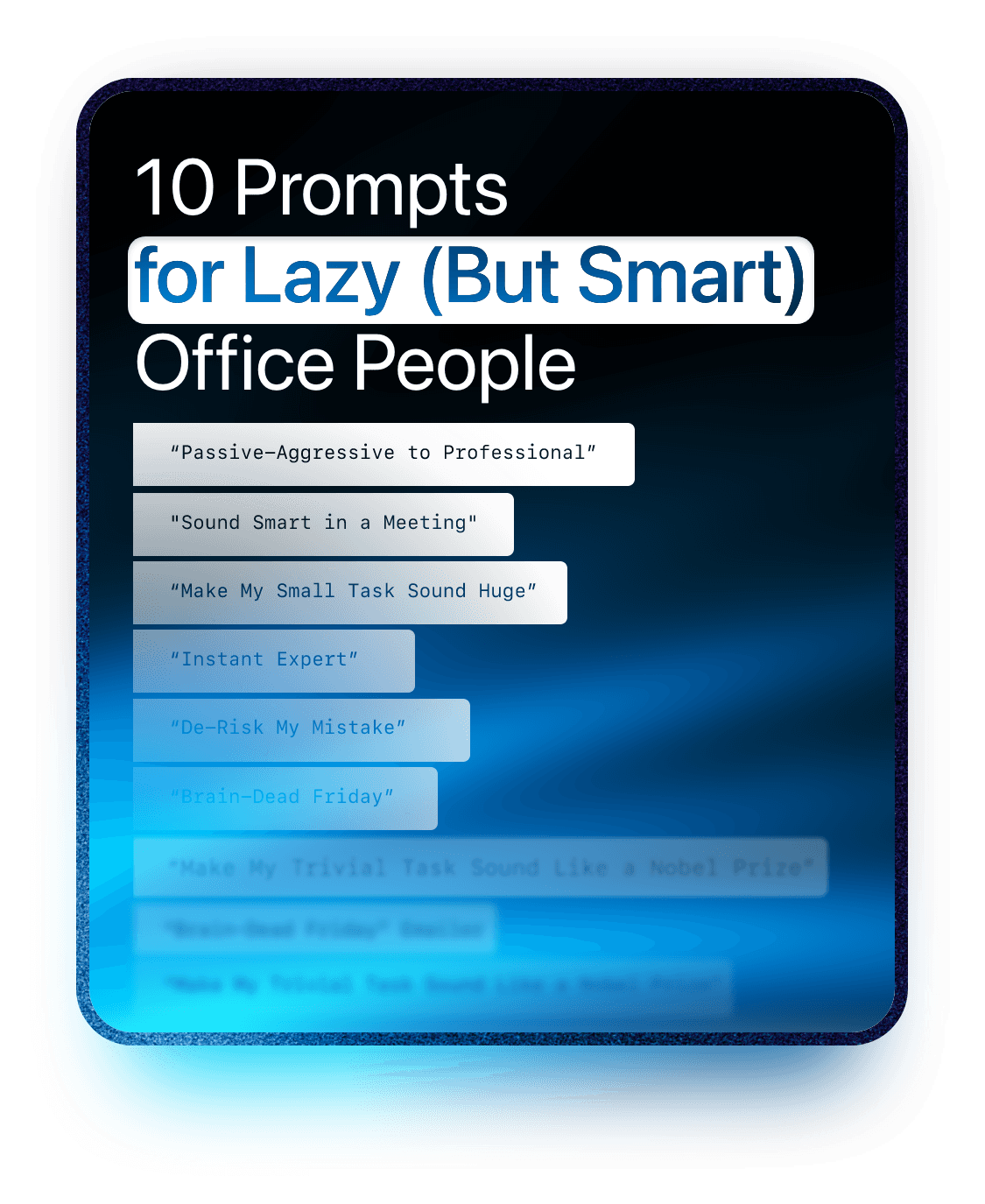 Infographic listing all 10 lazy prompts from the article